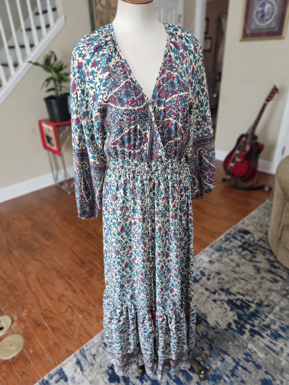 Anthropologie Boemo Paisley Boho Maxi Dress Large